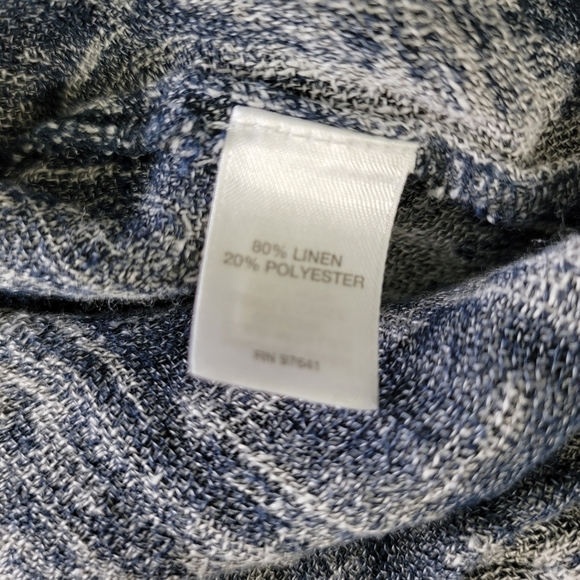 J. Jill Pure Jill Medium Gray Blue Split Neck 3/4 Sleeve Linen Blend Knit Top - Picture 7 of 10
